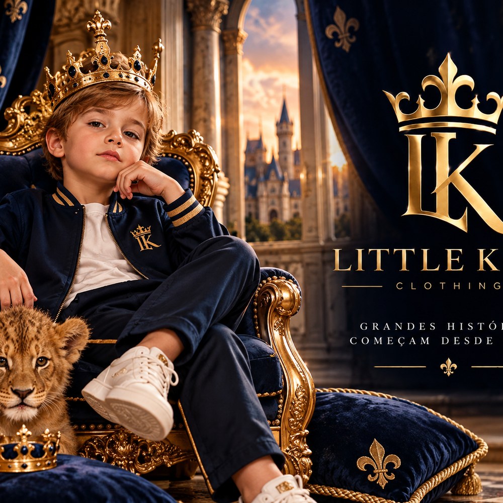 Camiseta Infantil LITTLE KING Leão Coroado